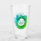 Voeg monogram roze groene kerstkrans toe glas (Achterkant)