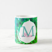 Voeg monogram roze groene kerstkrans toe koffiemok (Center)