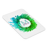 Voeg monogram roze groene kerstkrans toe magneet (Rechterzijde)