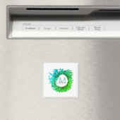 Voeg monogram roze groene kerstkrans toe magneet (Insitu (Vaatwasser))