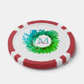 Voeg monogram roze groene kerstkrans toe poker chips (Enkel)