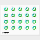 Voeg monogram roze groene kerstkrans toe ronde sticker (Vel)