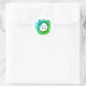 Voeg monogram roze groene kerstkrans toe ronde sticker (Tas)