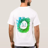 Voeg monogram roze groene kerstkrans toe t-shirt (Achterkant)