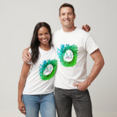 Voeg monogram roze groene kerstkrans toe t-shirt (Unisex)
