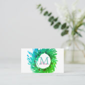 Voeg monogram roze groene kerstkrans toe visitekaartje (Staand voorkant)