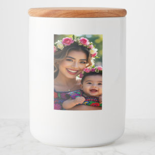 Voeg mooie babofoto toe personaliseren voedselcontainer etiket