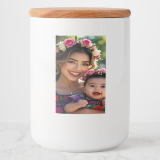 Voeg mooie babofoto toe personaliseren voedselcontainer etiket