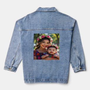 Voeg mooie babyfoto personaliseren toe denim jacket