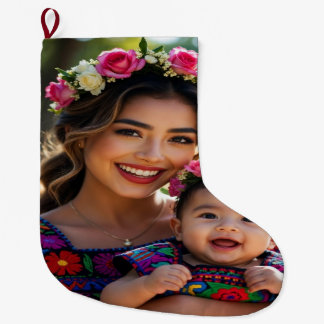 Voeg mooie babyfoto toe personaliseren grote kerstsok