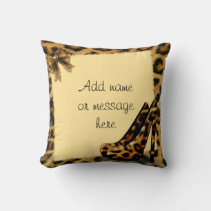 Voeg naam 2 authentieke leopard-bontschoenen toe kussen