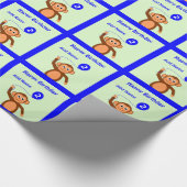 Voeg naam aap 2e verjaardag aqua cadeaupapier (Hoek)