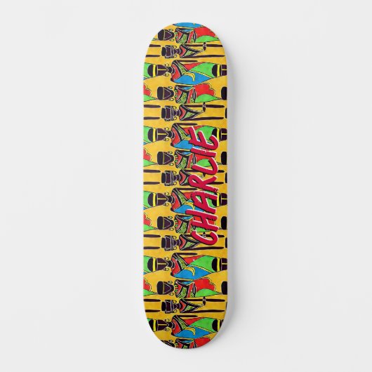 Voeg Naam, Abstracte Afbeeldingen op Geel Schaats  Persoonlijk Skateboard (Voorkant)