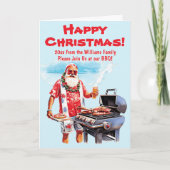 Voeg naam begroetingstekst, Santa BBQ Kerst uitnod Kaart (Voorkant)