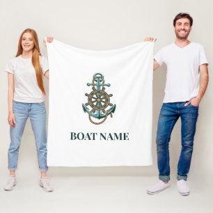Voeg naam boot toe Nautisch anker touw Fleece Deken