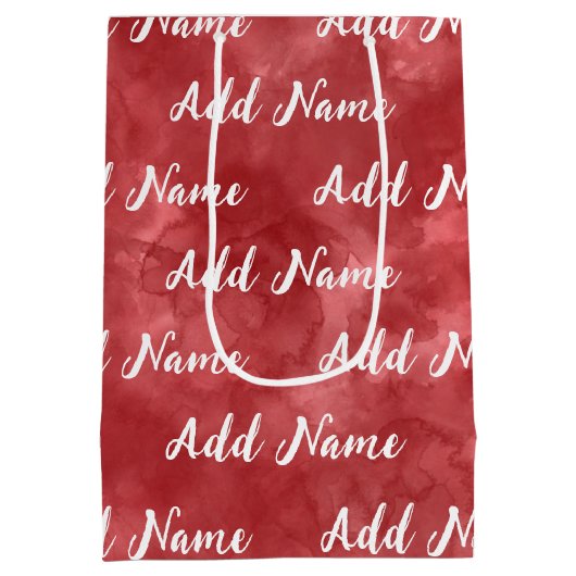 Voeg Naam Custom Rode Aquarel Toe Medium Cadeauzakje (Achterkant)