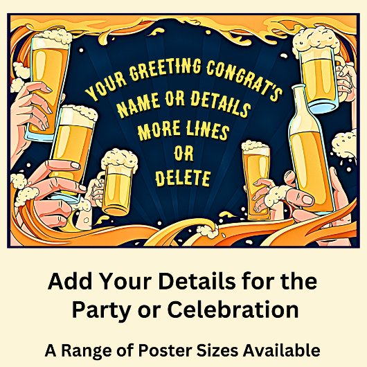 Voeg NAAM Details Gefeliciteerd Verjaardag Bier Poster