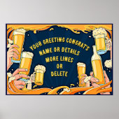 Voeg NAAM Details Gefeliciteerd Verjaardag Bier Poster (Voorkant)