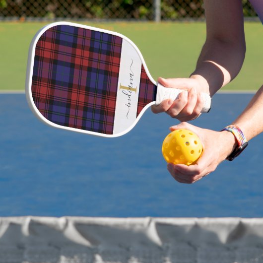 Voeg naam Elegant Monogram Geplay Rustic Tartan Pickleball Paddle (Insitu)