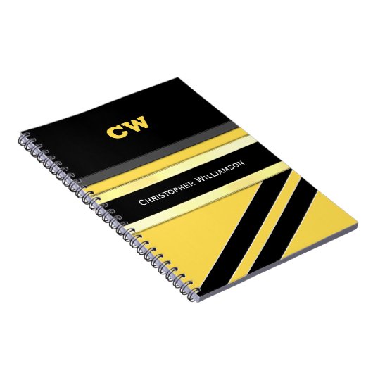 Voeg naam en initialen gele zwarte kantoor toe notitieboek (Rechterzijde)