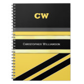 Voeg naam en initialen gele zwarte kantoor toe notitieboek (Voorkant)