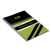 Voeg naam en initialen groene zwarte kantoor toe notitieboek (Rechterzijde)