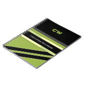 Voeg naam en initialen groene zwarte kantoor toe notitieboek (Linkerzijde)