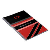 Voeg naam en initialen rode zwarte kantoor toe notitieboek (Rechterzijde)