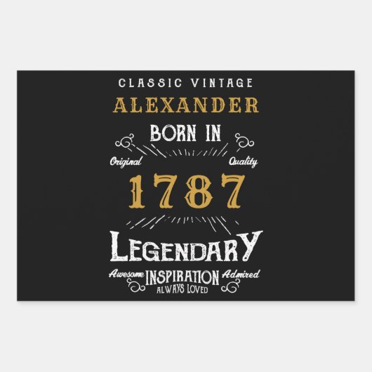 Voeg naam en jaar  zwart goud toe inpakpapier vel (Voorkant)