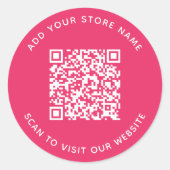 Voeg Naam en Uw Kleur van de Code QR van de Websit Ronde Sticker (Voorkant)