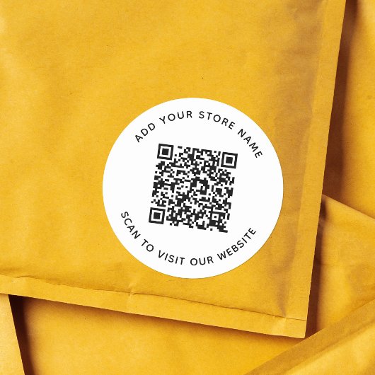 Voeg Naam en Uw QR-code van uw bedrijfswebsite toe Ronde Sticker