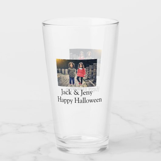 voeg naam foto tekst Halloween kinder meisje jonge Glas (Voorkant)