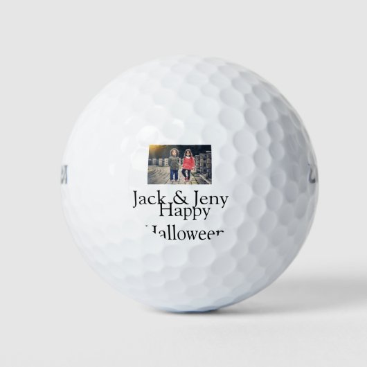 voeg naam foto tekst Halloween kinder meisje jonge Golfballen (Voorkant)