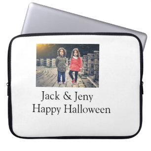voeg naam foto tekst Halloween kinder meisje jonge Laptop Sleeve