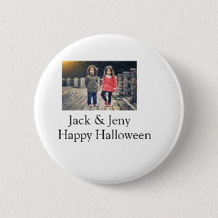 voeg naam foto tekst Halloween kinder meisje jonge Ronde Button 5,7 Cm