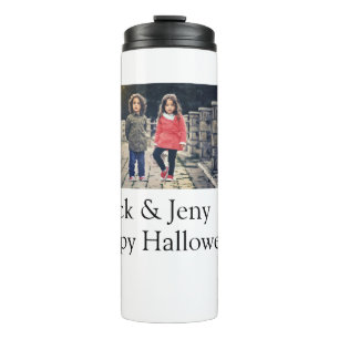 voeg naam foto tekst Halloween kinder meisje jonge Thermosbeker