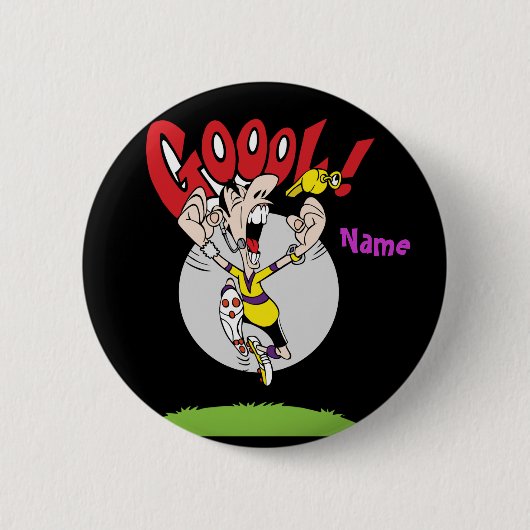 Voeg naam Funny Soccer voetballer cartoon toe Ronde Button 5,7 Cm (Voorkant)