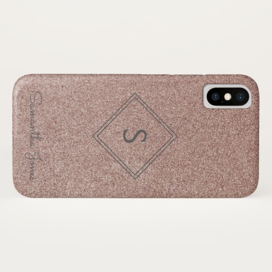 Voeg naam Gepersonaliseerde Moderne Elegant Glitte Case-Mate iPhone Case (Achterkant (horizontaal))