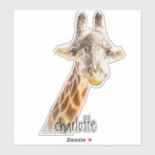 Voeg Naam Grinning Cute Giraffe Fotografie Modern  Sticker (Vel)