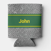 Voeg Naam Groene & Metaal Afbeelding Tall toe Blikjeskoeler (Voorkant)