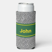 Voeg Naam Groene & Metaal Afbeelding Tall toe Seltzer Blikjeskoeler (Seltzer Achterkant)