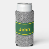 Voeg Naam Groene & Metaal Afbeelding Tall toe Seltzer Blikjeskoeler (Seltzer Voorkant)