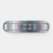 Voeg Naam, Initialen, Metal Shine Checkerplate Kij Persoonlijk Skateboard (Horizontaal)