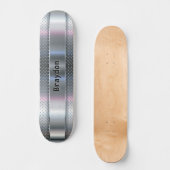 Voeg Naam, Initialen, Metal Shine Checkerplate Kij Persoonlijk Skateboard (Voorkant)