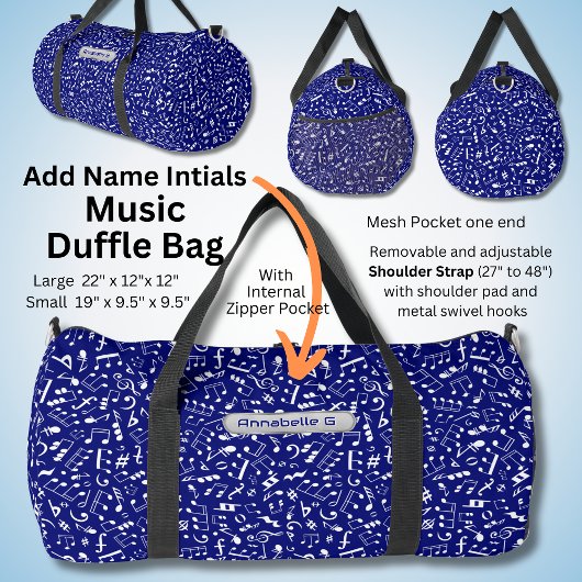 Voeg naam, Initialen, Muzieknoten toe aan Blue Plunjezak