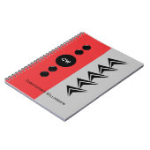 Voeg naam initials toe rood en grijs notitieboek (Linkerzijde)