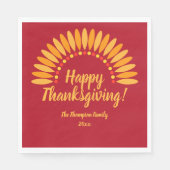 Voeg Naam Jaar Happy Thanksgiving Yellows Red toe Servet (Voorkant)