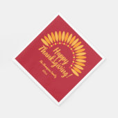 Voeg Naam Jaar Happy Thanksgiving Yellows Red toe Servet (Hoek)