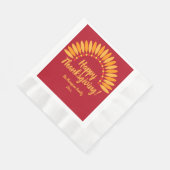 Voeg Naam Jaar Happy Thanksgiving Yellows Red toe Servet (Hoek)