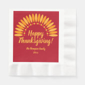 Voeg Naam Jaar Happy Thanksgiving Yellows Red toe Servet (Voorkant)